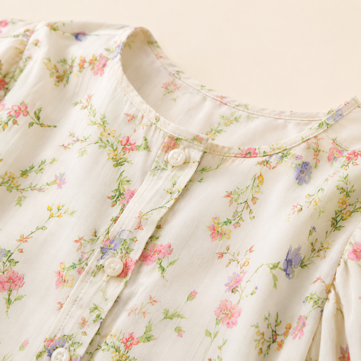 Close-up detail of the garment fabric and buttons.
